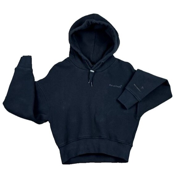 The Arrivals NYC Crop Hoodie Pullover Heavyweight Black Women's Size XS - Picture 1 of 9